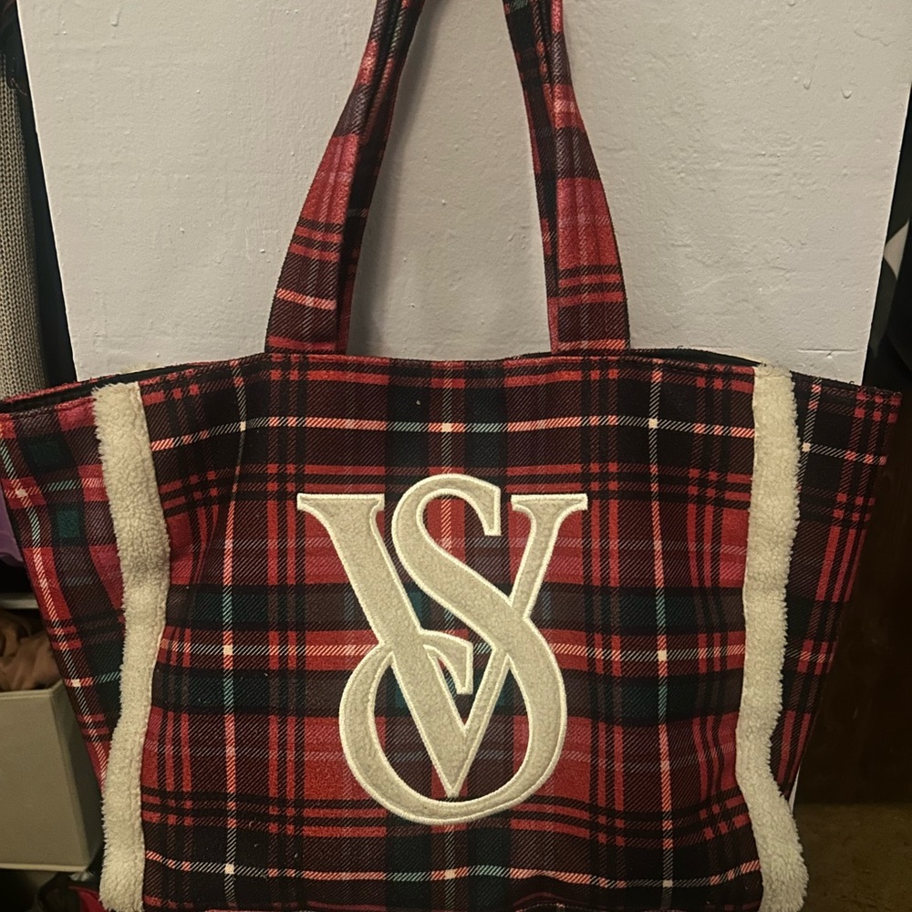 Victoria's Secret Red and Black Tartan Tote
